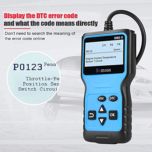 Semoss Portatil Universal OBD2 Diagnóstico Escáner Lector Codigos Error del Motor para Coche SUV Diesel Essence,Monitor y Alarma de Salud del Auto,Azul