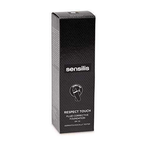 Sensilis Respect Touch - Base de maquillaje anti imperfecciones para piel grasa o sensible - SPF 30 - Tono 01 Amande