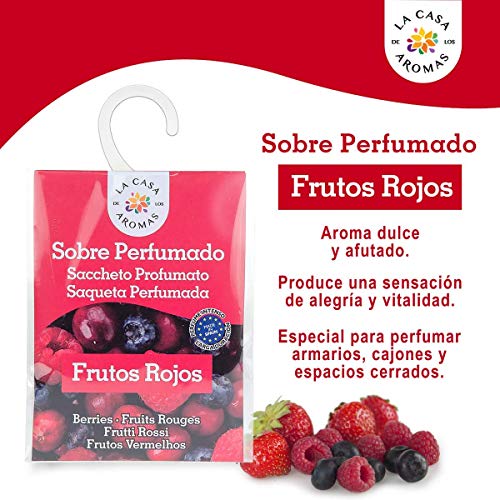 Set de 12 Sobres Perfumados, Bolsitas Aromáticas de Frutos Rojos, Saquitos para el Armario, Cajón, Ropa de Bebé, Zapatero, Maleta, Eliminan el Mal Olor