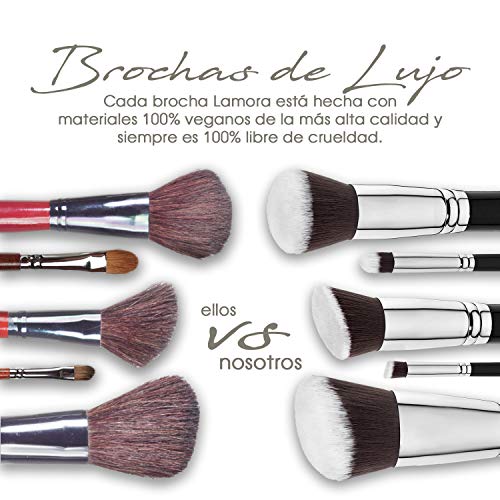 Set De Brochas De Maquillaje Profesional - Pinceles Maquillaje 10 Piezas - Brochas Base De Maquillaje, Brocha Kabuki, Brocha Polvos, Brochas De Maquillaje Ojos - Pelo Sintético Calidad Premium