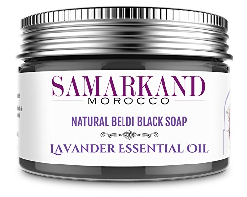 Set de Jabón Negro Marroquí para Hammam con Aceite de Argan Ecológico, Eucalipto, Naranja y Lavanda + Guante Manopla Kessel-Kessa - Natural Beldi para la Exfoliación e Hidratación Corporal 400 gr