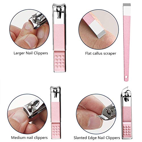 Set Manicura, Set de Manicura y Pedicura, Manicura Pedicura Set,Tijeras de uñas Profesionales Manicura Kit Incluye Herramientas Remover Cutícula, uñas tijeras con caja de cuero, 18Pcs