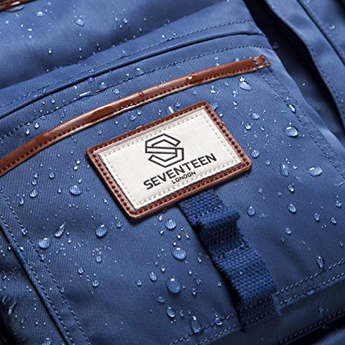 SEVENTEEN LONDON - Mochila 'Wimbledon' Moderna, Sencilla y Unisex con un Acabado Azul Aciano en el Estilo de una Mochila escandinava, computadora portátil de hasta 13"