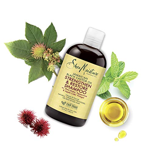 Shea Moisture Jamaican Champú fortalecedor y restaurador de aceite de ricino negro, 384 ml