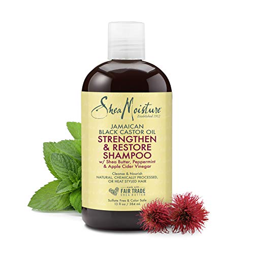 Shea Moisture Jamaican Champú fortalecedor y restaurador de aceite de ricino negro, 384 ml