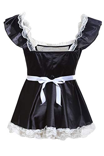 SHESHY Lenceria Sexy Mujer，Mujer Maid Cosplay Disfraz Francés Travieso Lindo Vestido de Encaje Lencería (Negro, XL)