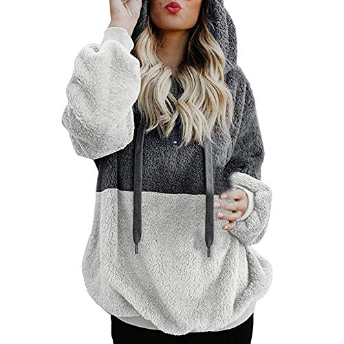 SHOBDW Liquidación Venta Mujer Sudadera con Capucha Suelta Tallas Grandes Jersey de Mujer Jersey otoño Invierno Manga Larga Remata Abrigo cálido (S, S-Gris)