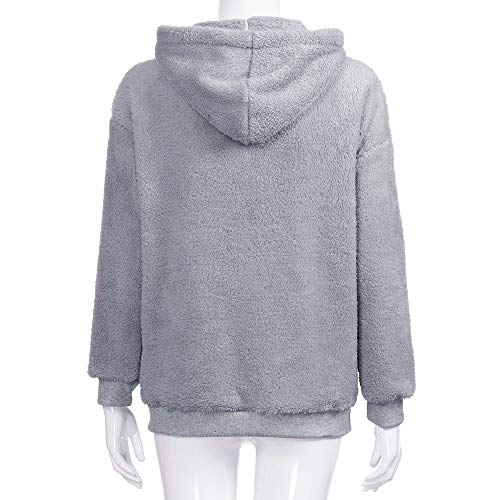 SHOBDW Liquidación Venta Mujer Sudadera con Capucha Suelta Tallas Grandes Jersey de Mujer Jersey otoño Invierno Manga Larga Remata Abrigo cálido(Gris,3XL)