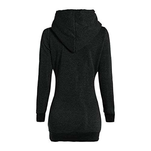 SHOBDW Mujer Liquidación Venta Sudadera con Capucha para de Color sólido Casual Fit Recta Invierno Manga Larga Tops Abrigos Chaqueta Sexy Vestidos Delgados (M, S-Negro)