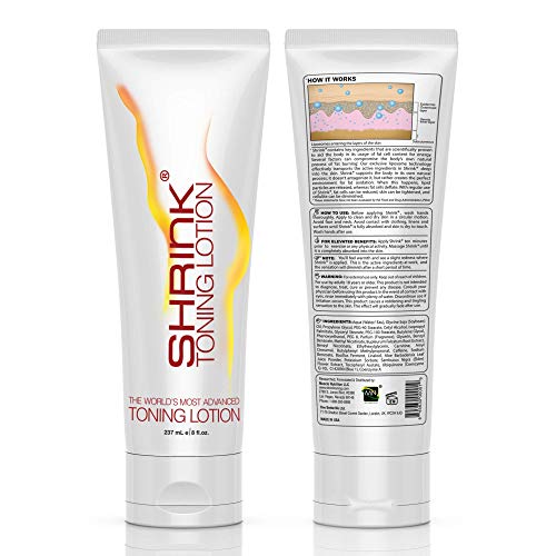 Shrink Toning Lotion – Heat Activated Skin Tightening Cream for Body - Reduces the Appearance of Cellulite and Stretch Marks with Caffeine, Vitamin E and CoQ10 (8 oz tube)