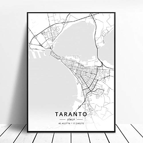 shuimanjinshan Trieste Lecce Palermo Taranto Parma Roma Italia Mapa Lienzo Arte Cartel 50X70 Cm No Frame W-221