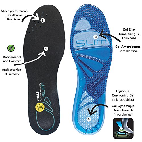 Sidas Cushioning Gel Slim Plantillas/Deportivas, Azul, 46-48 EU