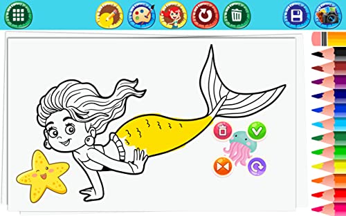 Sirena Juegos para colorear - dibujo libre, pintura y juegos de maquillaje para hacer hermosas sirenas imágenes y estimular la creatividad