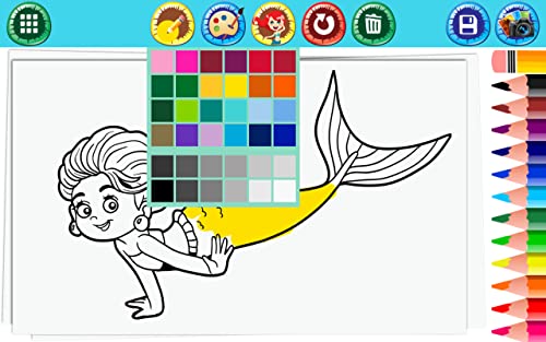 Sirena Juegos para colorear - dibujo libre, pintura y juegos de maquillaje para hacer hermosas sirenas imágenes y estimular la creatividad