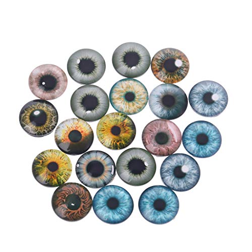 Siwetg 20 Unids Glass Doll Eyes Animal DIY Crafts Eyeballs para Dinosaur Eye Accesorios Joyería Fabricación Hecha A Mano 8mm / 12mm / 18mm