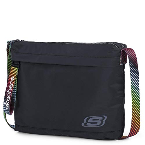 SKECHERS Bandolera pequeña Bolso Mensajero de Nailon Tacto Tela Regalo Original Unisex Mariconera Casual Funcional Cómoda Práctica Resistente S897, Negro, Talla única