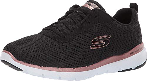 Skechers Flex Appeal 3.0-First Insight, Zapatillas para Mujer - Negro (Black Mesh/Rose Gold Trim Bkrg) - 35 EU