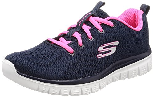 Skechers Women 12615 Low-Top Trainers, Blue (Navy Mesh/Hot Pink Trim Nvhp), 4 UK (37 EU)