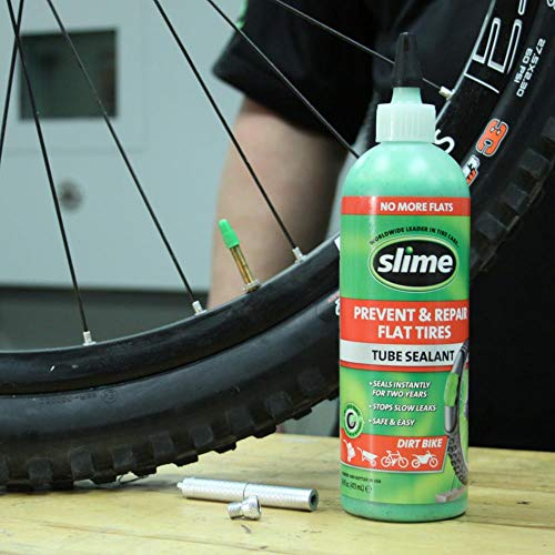 Slime 10015 Sellante de Reparación de Pinchazo de Neumático con Cámara de Bicicleta, Prevenir y Reparar, Apto para Bicicletas, con Manguera de Llenado, No Tóxico, Ecológico, Botella de 237 ml