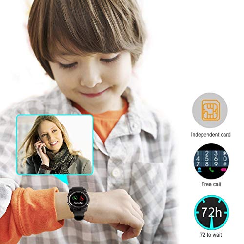 Smartwatch,Impermeable Reloj Inteligente Redondo con Sim Tarjeta Camara Whatsapp,BluetoothTactil Telefono Smart Watch Smartwatches para Android iOS iPhone Samsung Huawei Sony Hombre (Black)