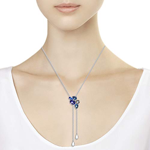 Sokolov Jewelry Collar Mujer 925 Plata de Ley con Colgante Cristal Swarovski I Exclusivo Collar para Mujer con Cristales Swarovski Azules I Marca de joyería para Mujer- Cadena de Plata Elegante (50)