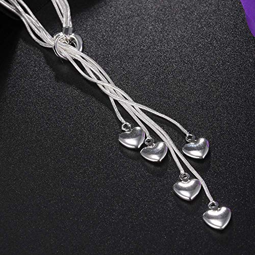 SONGAI Significado Forma de corazón de Las Mujeres Collar de Plata Colgante Plateado Plata del Dulce 45 CM DE Amor