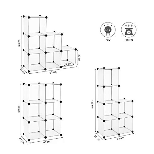 SONGMICS Armario Modular, Plástico PP, Estantería Modular, Organizador para Ropa, Zapatos, 93 x 93 x 31 cm, LPC111S