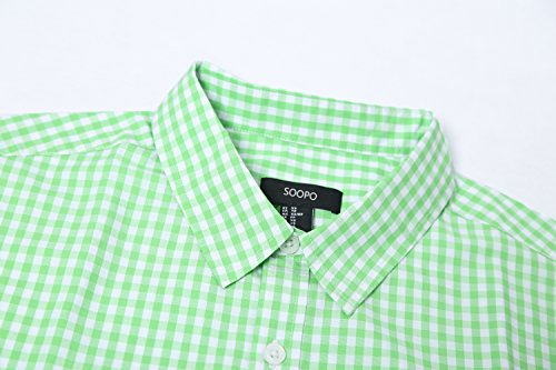 SOOPO Camisa de Manga Larga para Hombres Camisa de algodón con Ajuste Regular para Negocios, Bodas, Verde, XXXL