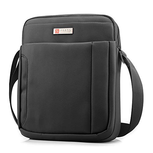 SPAHER Ipad Bolso Hombre Bandolera Bolsa de Mensajero Lona Grande Bolsa de negocios Crossbody Tote Satchel Impermeable Bolsa de viaje Bolso Regalo diario bolsa de hombre con ajustable Bandolera Negro