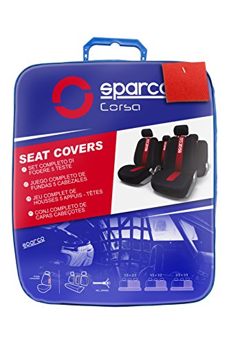 Sparco SPC101 Juego de fundas para asientos de coche, 11 Piezas, modelo CLASSIC