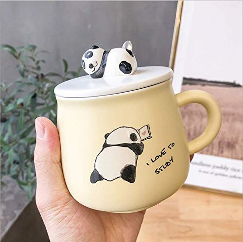 sportinggoods Dibujos Animados Tridimensional Panda Color Esmalte Taza de cerámica Linda Taza de Agua Estudiantes Masculinos y Femeninos ins literaria y artística pequeña Taza Fresca (Yellow)