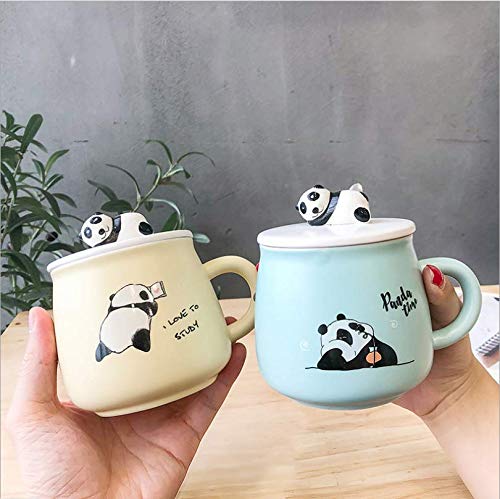 sportinggoods Dibujos Animados Tridimensional Panda Color Esmalte Taza de cerámica Linda Taza de Agua Estudiantes Masculinos y Femeninos ins literaria y artística pequeña Taza Fresca (Yellow)