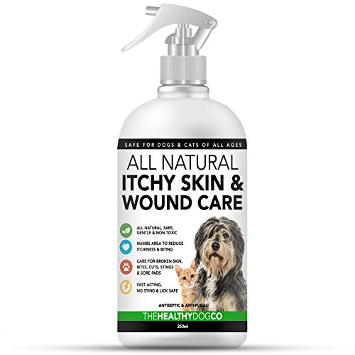 Spray completamente natural para el cuidado de la piel con comezón y de heridas para perros y gatos | Alivio de la comezón y cuidado de la piel | Tratar la picazón, la piel agrietada y las heridas