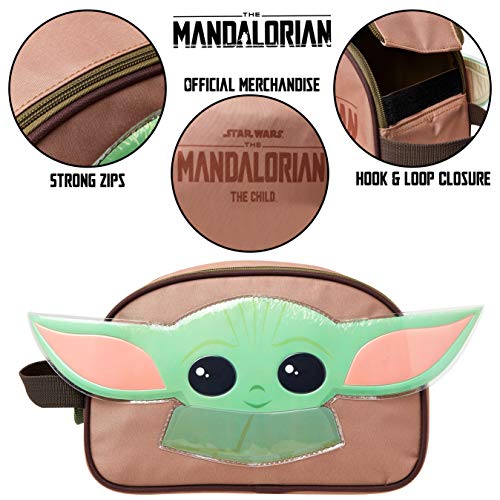 Star Wars Neceser Niño, Bolsa Aseo Niño de Baby Yoda Con Diseño Orejas 3D, Neceser Niño Colegio Viaje, Merchandising Oficial Regalos Para Niños y Chicos Adolescentes