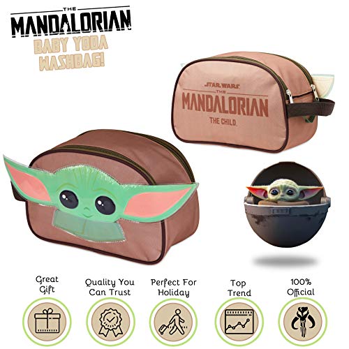 Star Wars Neceser Niño, Bolsa Aseo Niño de Baby Yoda Con Diseño Orejas 3D, Neceser Niño Colegio Viaje, Merchandising Oficial Regalos Para Niños y Chicos Adolescentes