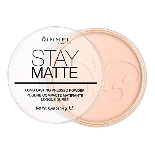 Stay Matte Polvos prensados larga duración por Rimmel London Rosa Flor 002, 14g