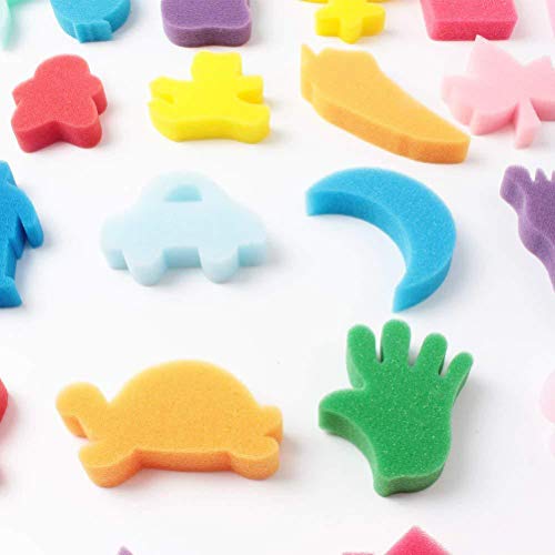 STOBOK 30pcs Pincel de Espuma Herramienta de Pintura Esponja Animal Herramientas de Pintura para niños Pintura Dibujo Manualidades y Bricolaje (patrón Mixto y Color Mezclado)