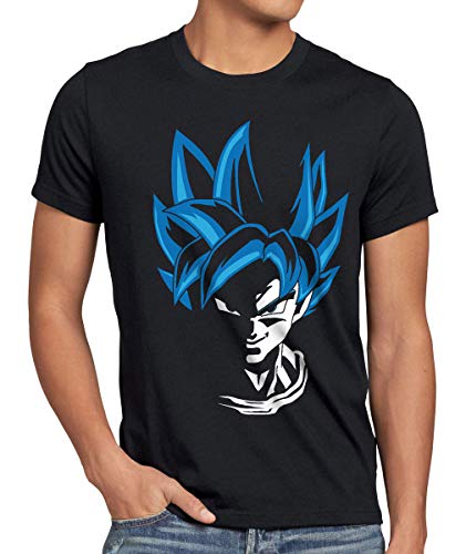 style3 Super Goku Blue God Modo Camiseta para Hombre T-Shirt, Talla:XL;Color:Nero