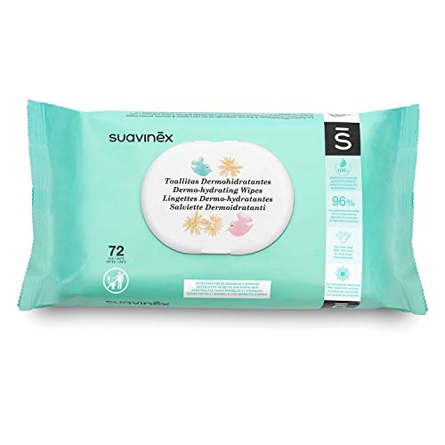 SUAVINEX 307307 12x Pack 72 toallitas dermohidratantes para bebé, Toallitas aptas para pieles atópicas, 96% ingredientes de origen natural, Toallitas 100% biodegradables, 864 toallitas, Color Verde