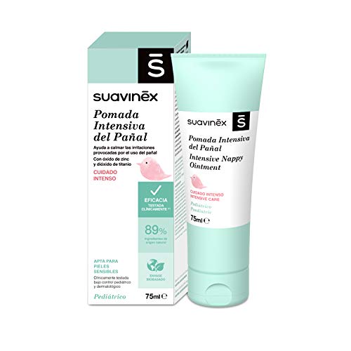 Suavinex – Pomada Intensiva de pañal para bebés, Cuidado Intenso para pieles muy Sensibles, Pomada del Pañal con Textura Pomada Untosa, 89% Ingredientes de Origen Natural, 75 ml