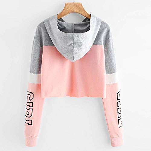 Sudaderas Adolescentes Chicas, Fossen Sudaderas Mujer Tumblr con Capucha - Emoticon Estampado Blusa Tops Camiseta de Manga Larga (Girl - Rosa, S)