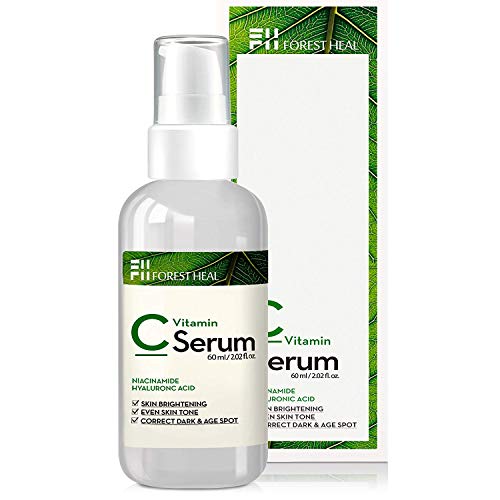 Suero de Vitamina C para el Rostro - Corrector de Manchas Oscuras con Ácido Hialurónico, Niacinamida - Antienvejecimiento, Reparación de Arrugas y Brillo de la Piel - Forest Heal (60 ml / 2.02 fl.oz.)