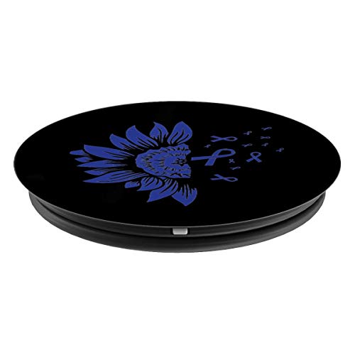 Sunflower Blue Ribbon Prostate Colon Cancer Awareness Gift PopSockets Agarre y Soporte para Teléfonos y Tabletas