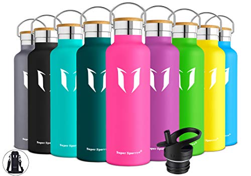 Super Sparrow Botella de Agua aislada al vacío de Acero Inoxidable, diseño de Pared Doble, Boca estándar - 500ml - Eco Friendly & BPA Gratis - para Correr, Gimnasio, Yoga, Ciclismo