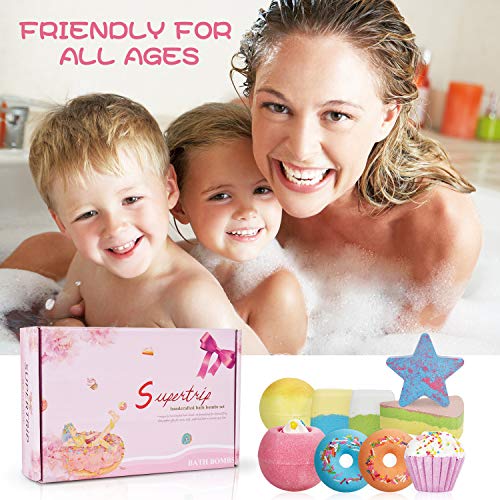 Supertrip Bombas de baño, 9PCS Set de regalo de bolas de baño hecho de aceites esenciales orgánicos naturales Regalos de San Valentín/Navidad/Cumpleaños para novias, madres, esposas, niñas