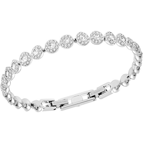 Swarovski Pulsera Angelic, Blanco, Baño de Rodio