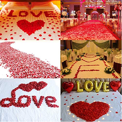 Sweetone 3000 Piezas de pétalos de Rosa de Seda Artificial Rojos para el día de San Valentín, proponer, Flores de Boda, Confeti, dispersión de Mesa