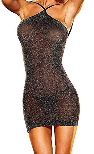 SxyBox Lencería Mujer Ropa Interior elástica Mini Vestido sin Mangas Club Desgaste Transparentes Teddy