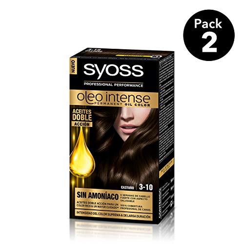 SYOSS - Oleo Intense Coloración Permanente Sin Amoníaco - Tono 3-10 Castaño - 2 uds