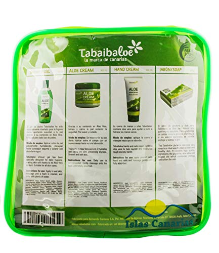 TABAIBA Cosmética Natural Aloe Vera, Neceser Viaje Set Baño y Cuidado personal